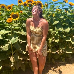 Lulus Yellow and White Striped Sundress